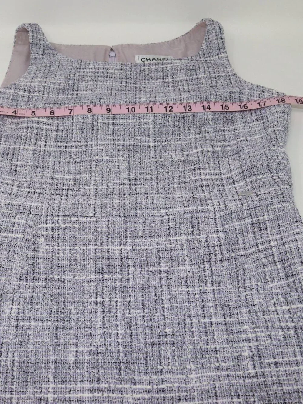 CHANEL Size 40 Lilac Purple White Dress Knee Length - Picture 15 of 15
